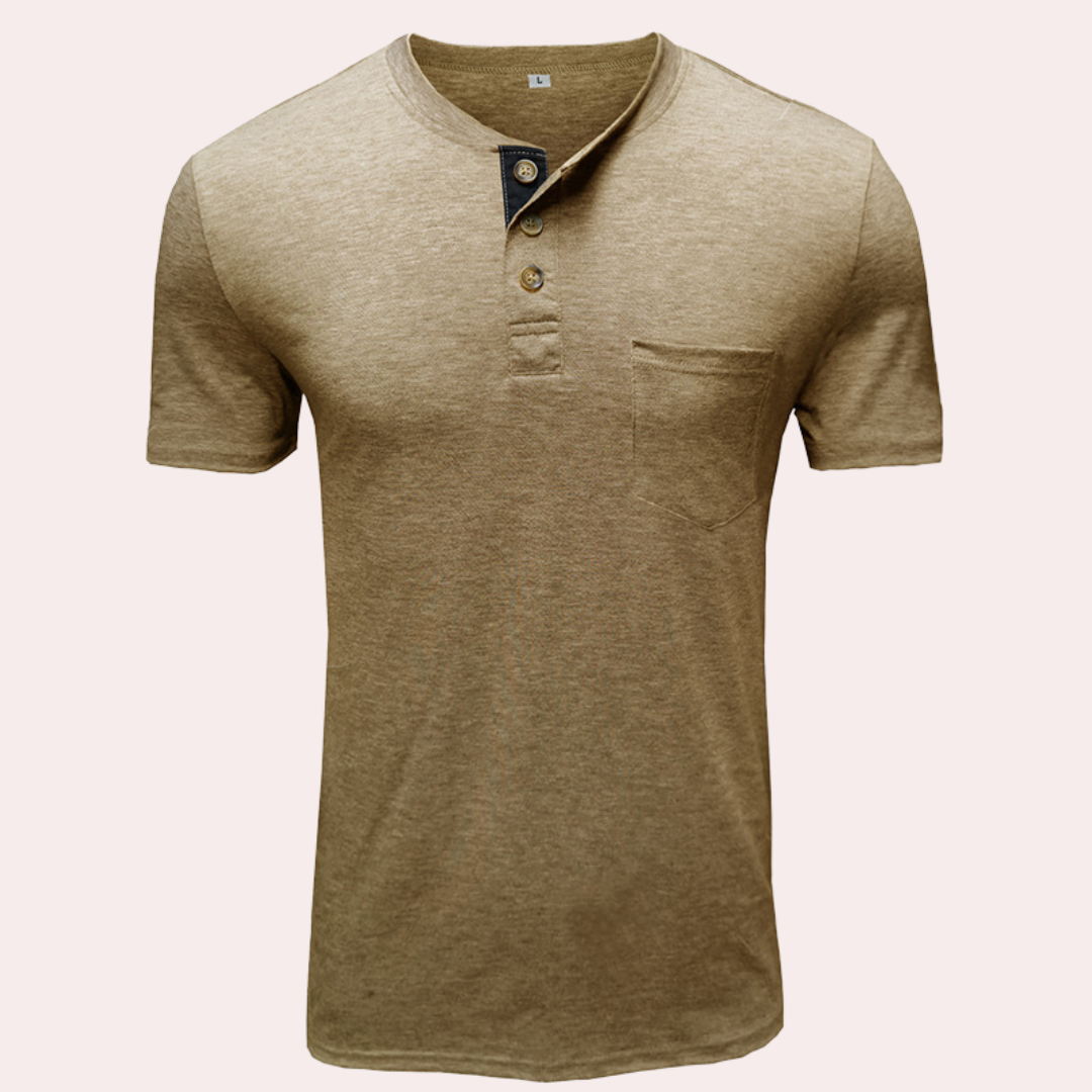 Xaver - Stijlvol T-shirt met knoopjes voor heren