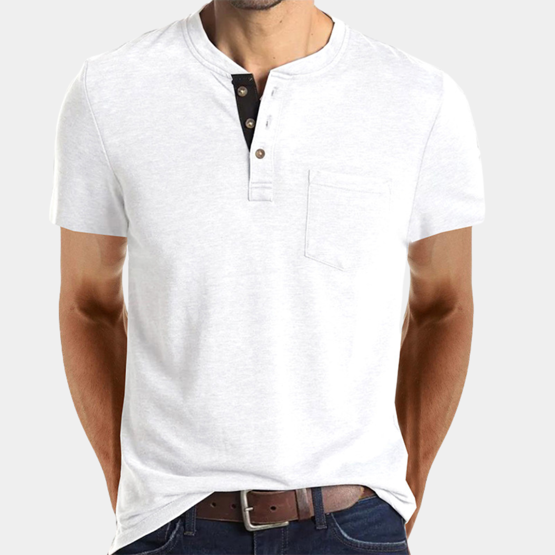Xaver - Stijlvol T-shirt met knoopjes voor heren