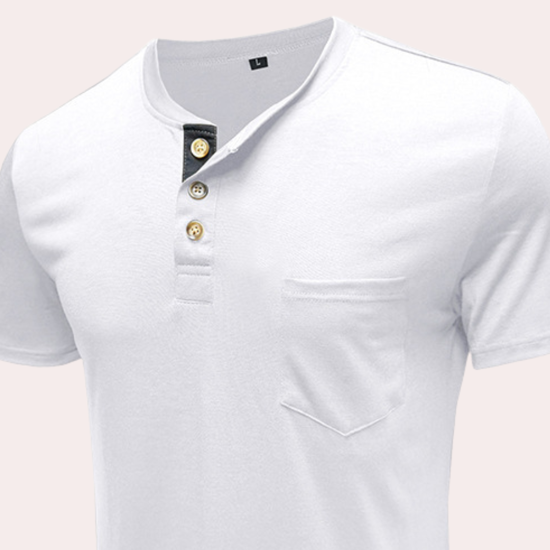 Xaver - Stijlvol T-shirt met knoopjes voor heren